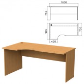 Стол письменный эргономичный "Монолит", 1600х900х750 мм, левый, цвет бук бавария, СМ7.1