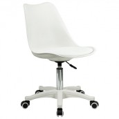 Кресло стул BRABIX "Eames MG-310 PL", пластик белый, экокожа белая, 532926