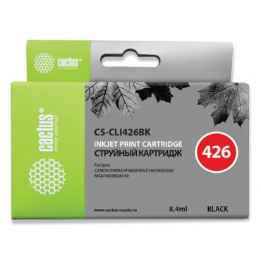 Картридж струйный CACTUS (CS-CLI426BK) для CANON Pixma MG5140/MG5240/MG6140/MG8140, черный