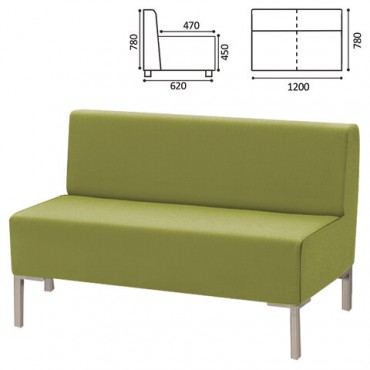 Диван мягкий двухместный "Хост" М-43, 1200х620х780 мм, без подлокотников, экокожа, светло-зеленый