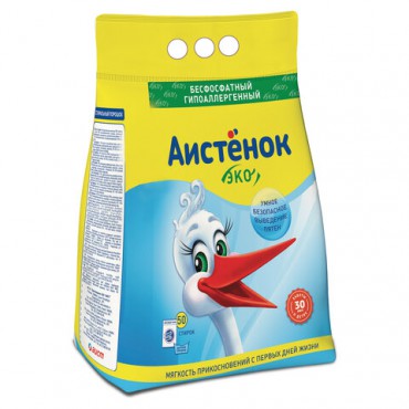 Стиральный порошок для всех типов стирки, 4 кг, АИСТЁНОК "Волшебный вихрь", бесфосфатный, 4301010015