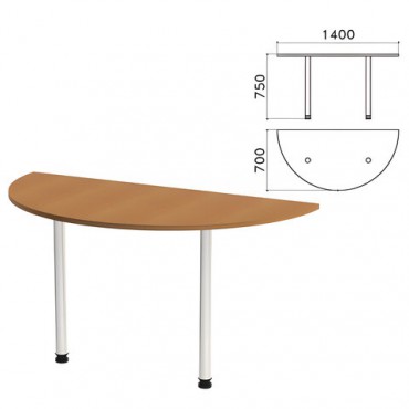 Стол приставной полукруг "Монолит", 1400х700х750 мм, цвет орех гварнери (КОМПЛЕКТ)