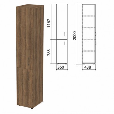 Шкаф закрытый "Приоритет", 360х438х2000 мм, 4 полки, лагос (КОМПЛЕКТ)