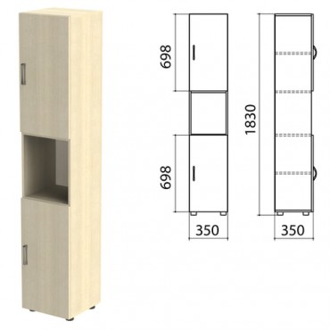 Шкаф полузакрытый "Канц", 350х350х1830 мм, цвет дуб молочный (КОМПЛЕКТ)