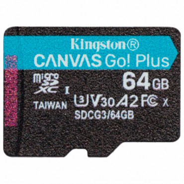 Карта памяти microSDXC 64GB KINGSTON Canvas Go Plus UHS-I U3, 170 Мб/с (class 10), SDCG3/64GB